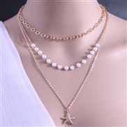 fashion Metal starfish concise multilayer necklace
