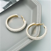 ( white)occidental style personality big circle Metal diamond earrings woman fashion temperament Korean style  Earring
