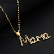 (MAMA)occidental style  gift necklace bronze gilded embed zircon Word pendant