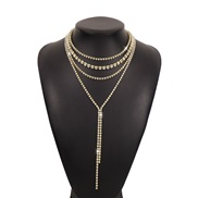 ( Gold)exaggerating samll fashion Rhinestone chain  multilayer tassel claw chain necklace