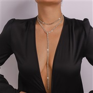 ( Gold)occidental style chain  claw chain tassel long style fashion necklace Rhinestone shine