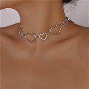 ( White K) brief clavicle necklace  hollow love Rhinestone atmospheric chain splice creative