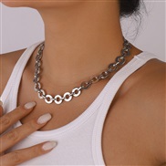 ( White K)Metal brief wind geometry  creativeO Word chain splice clavicle chain retro personality necklace woman