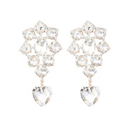 ( white)earrings fashion colorful diamond Alloy diamond square heart-shaped glass diamond earring occidental style geom