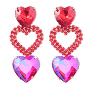 ( red)earrings fashion colorful diamond Alloy diamond multilayer heart-shaped glass diamond earrings woman occidental s
