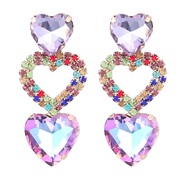 ( Color)earrings fashion colorful diamond Alloy diamond multilayer heart-shaped glass diamond earrings woman occidental