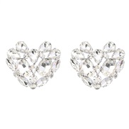 ( Silver)earrings super claw chain series Alloy diamond heart-shaped earrings woman occidental style fully-jewelled ban