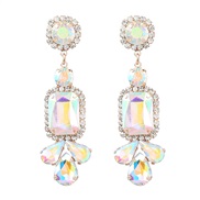 (AB color)earrings fashion colorful diamond series Alloy diamond geometry earrings woman occidental style fully-jewelle