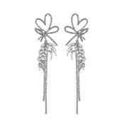 (E  )silver Korea luxurious high-end belt silver color earrings tassel long style temperament wind ear stud