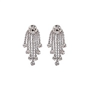 (E )silver Korea diamond earrings flash diamond atmospheric personality tassel wind ear stud personality all-Purpose t