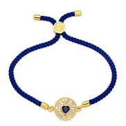 ( Dark blue)occidental style Bohemian style rope bracelet retro colorful diamond zircon high geometry love bracelet wom