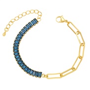 ( blue) woman  fashion personality chain splice long square zircon fully-jewelled braceletbrg