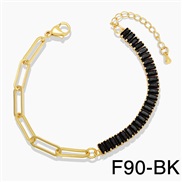 ( black) woman  fashion personality chain splice long square zircon fully-jewelled braceletbrg