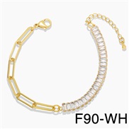 ( white) woman  fashion personality chain splice long square zircon fully-jewelled braceletbrg