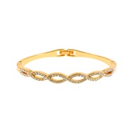 ( KCgold M )Korean style twisted bangle  occidental styleins fully-jewelled hollow geometry fashion bangle brief person