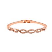 (  Rose GoldM )Korean style twisted bangle  occidental styleins fully-jewelled hollow geometry fashion bangle brief per