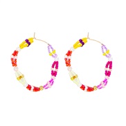 ( red)occidental style fashion creative geometry beads Pearl Bohemia earrings wind ear stud personality woman