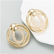(gold )occidental style personality geometry Rhinestone series earrings woman Alloy diamond trend all-Purpose Earring