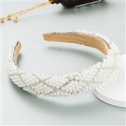 ( white) Headband occidental style wind retro trend Starry Pearl diamond Cloth Headband width woman Headband