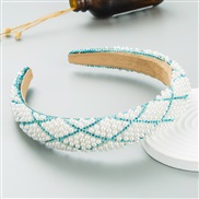 ( Lake Blue ) eadband occidental style wind retro trend Starry Pearl diamond Cloth eadband width woman eadband