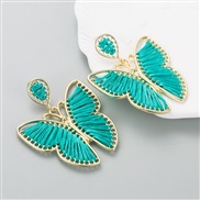(green )occidental style fashion Alloy handmade weave butterfly earrings creative exaggerating trend hollow Earring