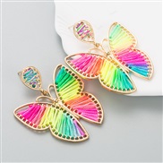 ( Color)occidental style fashion Alloy handmade weave butterfly earrings creative exaggerating trend hollow arring