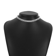 ( White K) shine Rhinestone necklace  temperament claw chain Double layer chain retro
