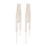( Gold)fashion trend Korean style Alloy diamond Rhinestone tassel earrings woman occidental style temperament Earring w