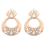 ( white)retro multilayer Alloy diamond Round flowers earrings woman occidental style Bohemia geometry Earring