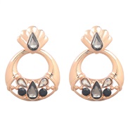 ( black)retro multilayer Alloy diamond Round flowers earrings woman occidental style Bohemia geometry arring