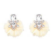 ( white) occidental style Alloy diamond multilayer flowers earrings woman retro elegant temperament ear stud style