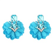 ( blue) occidental style Alloy diamond multilayer flowers earrings woman retro elegant temperament ear stud style