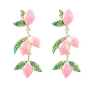 ( Pink)ins wind multilayer Alloy enamel diamond flowers earrings woman occidental style elegant arring