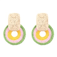 ( Color)summer weave square Round geometry earrings woman occidental style temperament ear stud