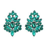 ( green)earrings fashion colorful diamond series Alloy diamond Rhinestone flowers earrings woman occidental style fully