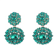 ( green)earrings fashion colorful diamond series multilayer geometry Alloy diamond geometry earrings woman occidental s