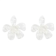 ( white)ins wind multilayer Acetate sheet flowers earrings woman occidental style elegant flowers ear stud