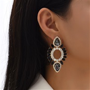 ( black)occidental style trend exaggerating geometry Rhinestone earrings woman ins creative personality eyes earring
