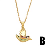 (B) embed color zircon animal necklace occidental style wind samll gold samll pendantnkb