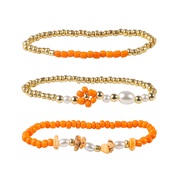 ( orange)occidental style wind color gravel bracelet daisy imitate Pearl three