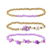 (Ligh purple)occidental style wind color gravel bracelet daisy imitate Pearl three