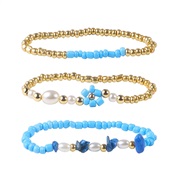 ( blue)occidental style wind color gravel bracelet daisy imitate Pearl three