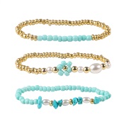 ( Lake Blue )occidental style wind color gravel bracelet daisy imitate Pearl three