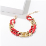 ( red Bracelet)occidental style  fashion  bracelet  Acrylic double color splice bracelet  trend brief retro temperament