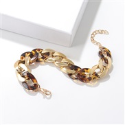 ( leopard print Bracelet)occidental style  fashion  bracelet  Acrylic double color splice bracelet  trend brief retro t