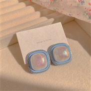 (EH  Silver needle)Korea small fresh geometry square candy colors ear stud woman summer personality earrings Earring