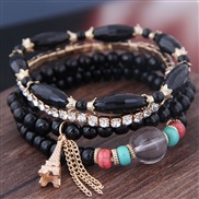 fashion trend concise all-Purpose Colorful Acrylic beads tower tassel multilayer elasticity bracelet