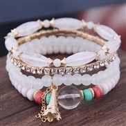 fashion trend concise all-Purpose Colorful Acrylic beads tower tassel multilayer elasticity bracelet