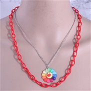 fashion all-Purpose sun flower Double layer chain temperament necklace