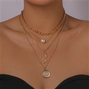 ( Gold)occidental style multilayer necklace  WordOV snake personality retro punk exaggerating chain